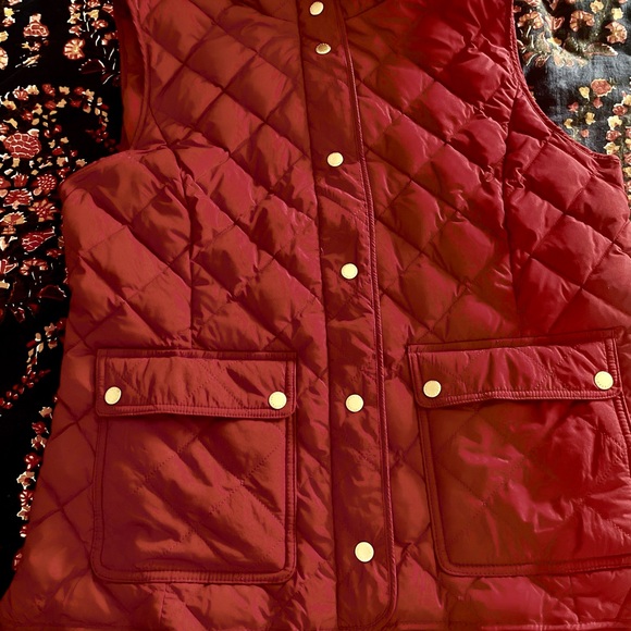 Talbots Quilted Down Puffer vest Red Pop Women’s Medium EUC - Picture 1 of 5